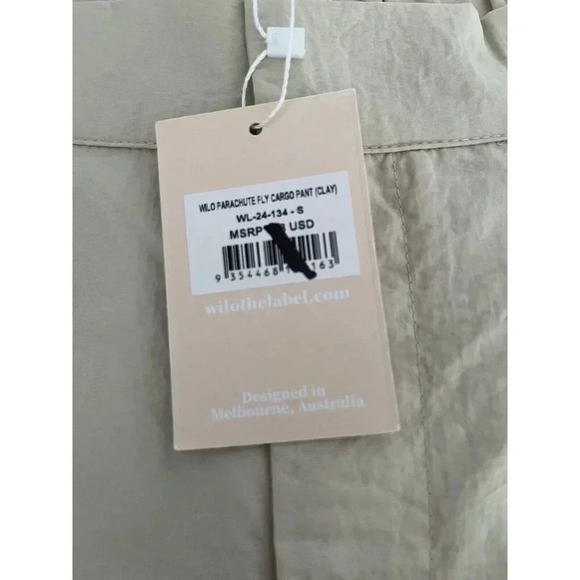 NWT Wilo Anthropologie Wide Leg High Rise Cargo Pants - Small - Beige Sand - Picture 9 of 13